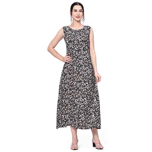 Crepe, long dress, Multi Floral Design