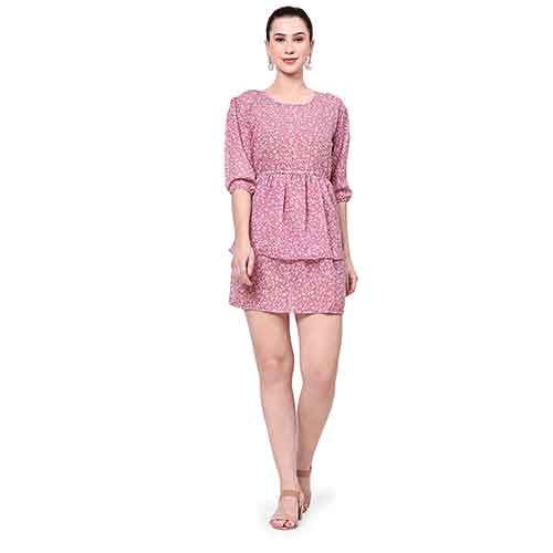 georgette , A- line dress, Pink