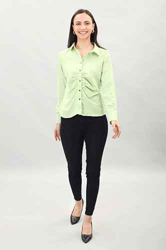 Poly Crepe, Gether Shirt,Min Green